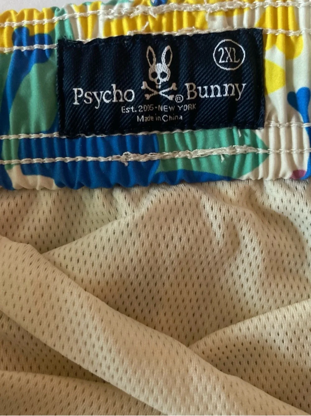 Psycho Bunny SZ XXL Yellow Multi-Color Swim Shorts